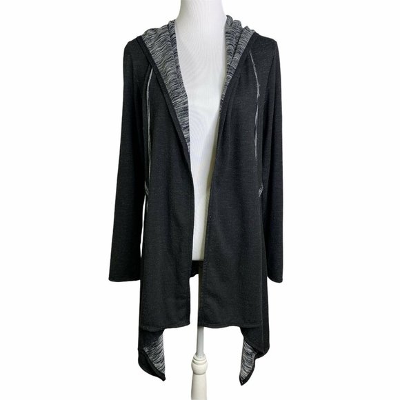 Max Studio Space Dye Open Front Hooded Cardigan - Picture 1 of 10